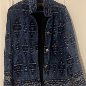 Stylish Blue Patterned Women's Teddy Jacket